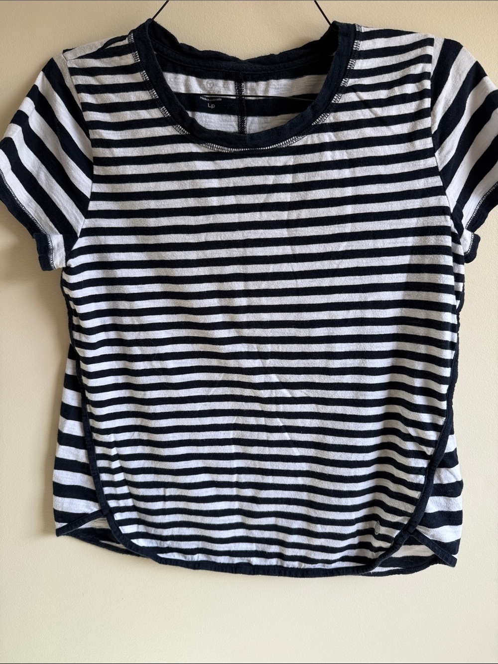Talbots Black and White Striped Short Sleeve Tee